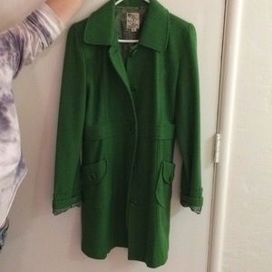 Tulle Green Wool Blend Peacoat Jacket